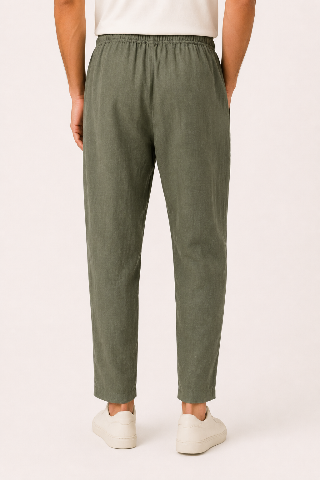 Pantalón hombre lino casual cintura elástica cordón ligero verano – Jannik