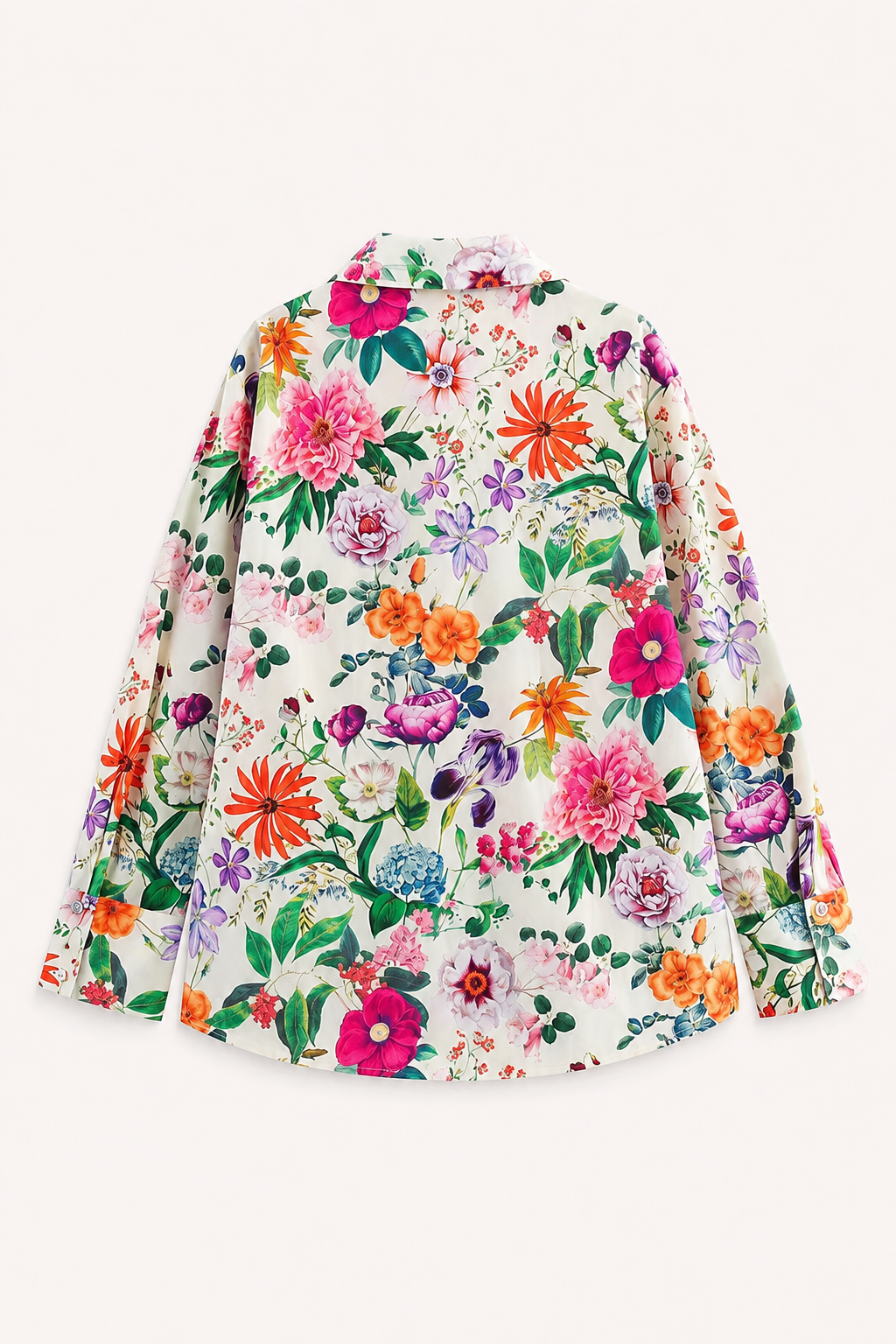 Blusa mujer floral cuello camisero manga larga botones – Katrin