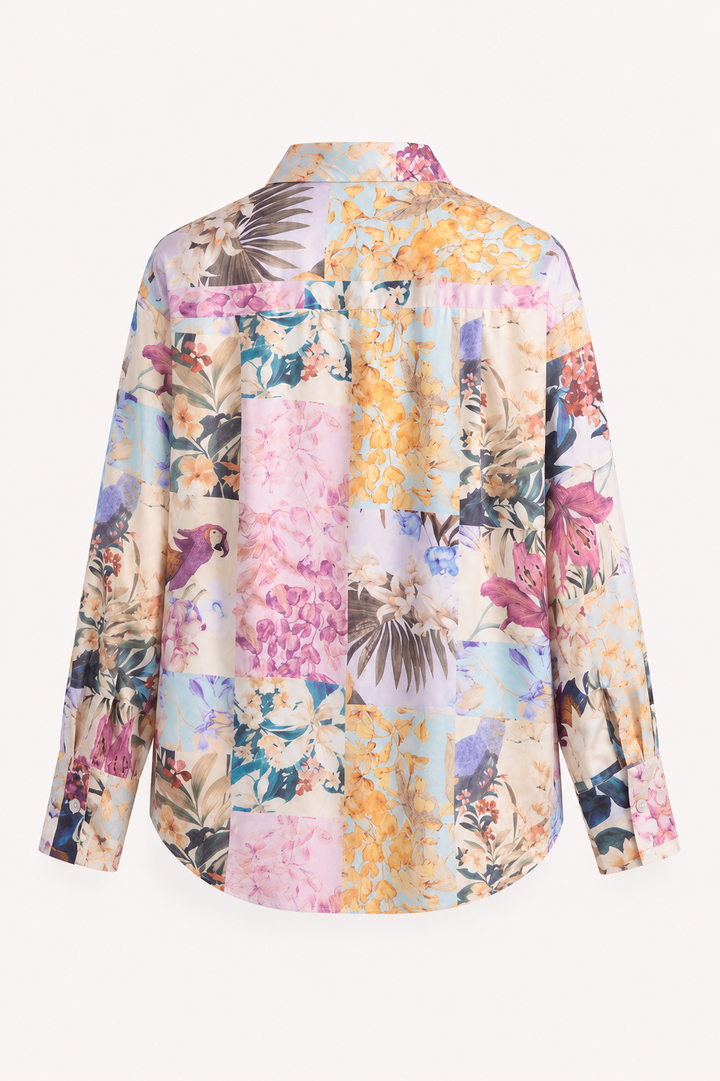 Blusa mujer estampada cuello camisero manga larga botones – Laura