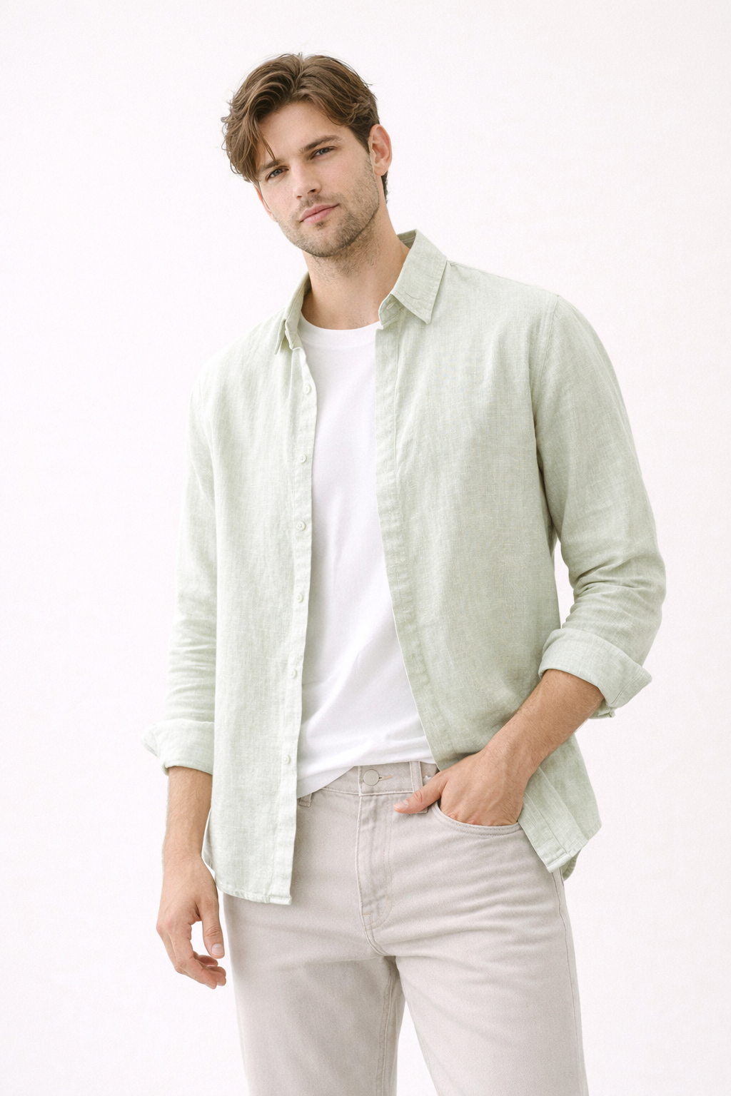 Camisa lino hombre manga larga verano - Harry