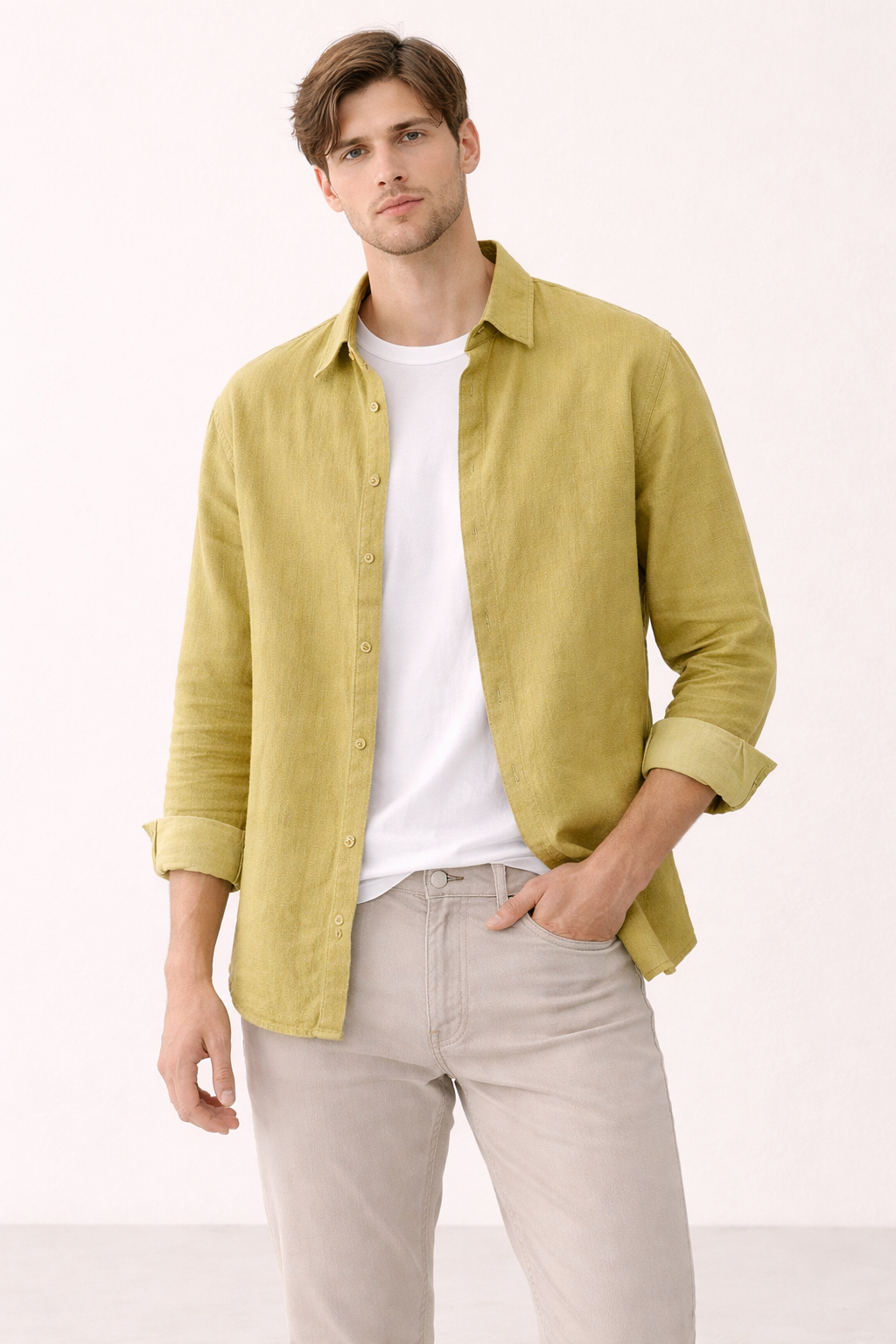 Camisa lino hombre manga larga verano - Harry