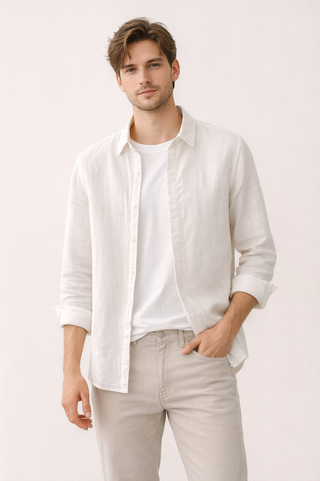 Camisa lino hombre manga larga verano - Harry