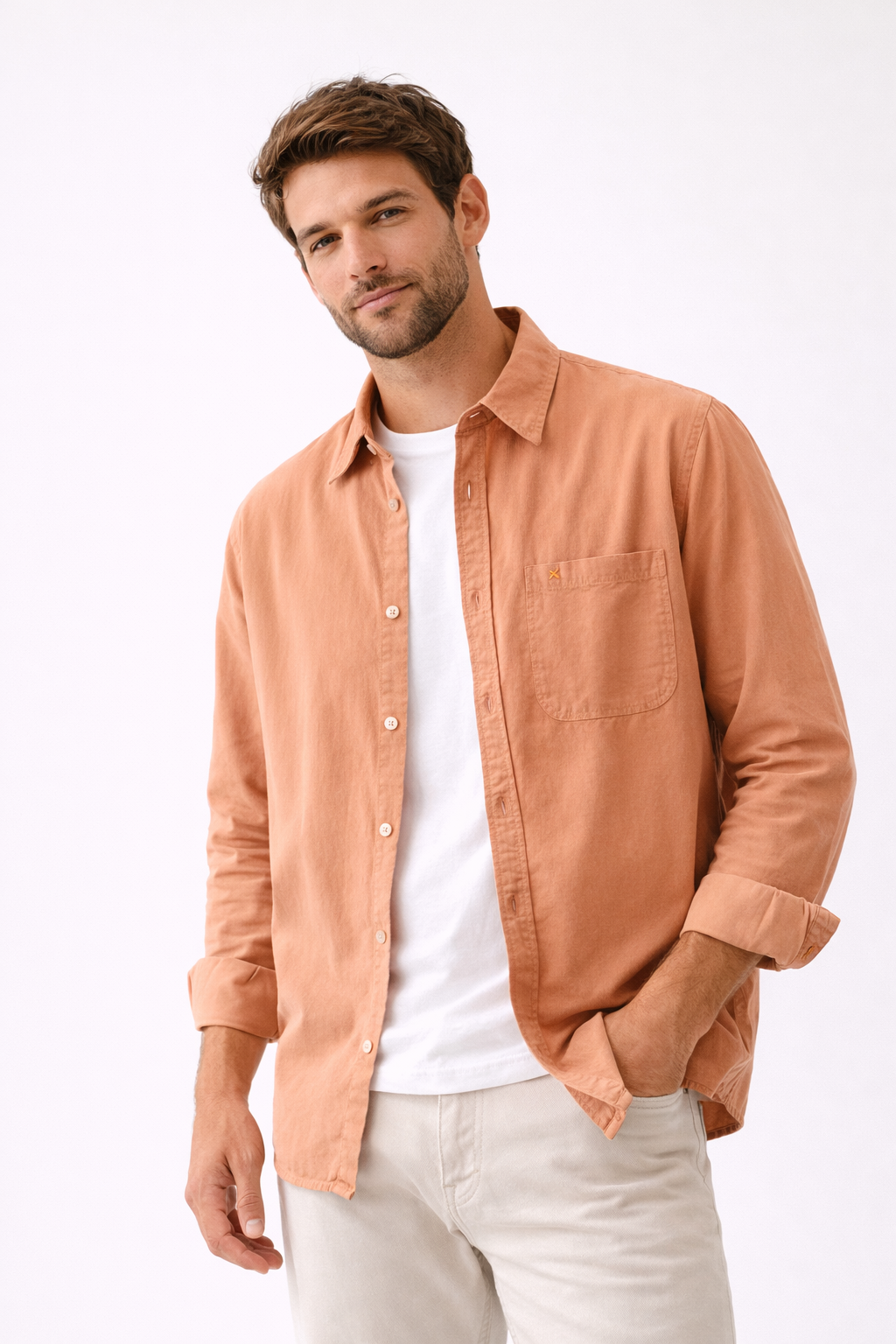 Camisa hombre manga larga con botones casual verano - William