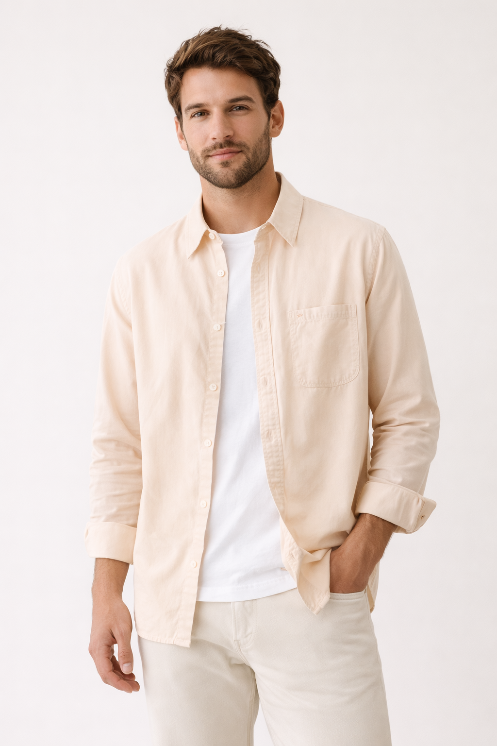 Camisa hombre manga larga con botones casual verano - William