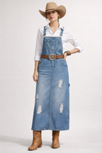 Vestido peto vaquero para mujer diseño midi casual - Carla
