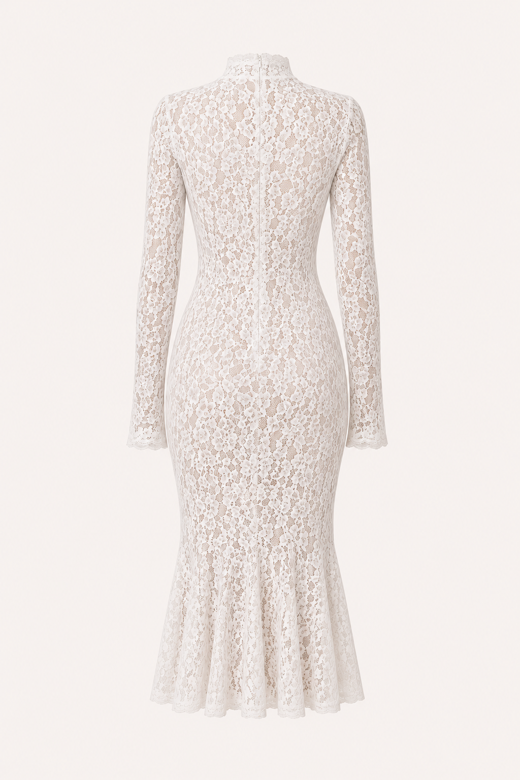 Vestido midi encaje mujer cuello alto manga larga floral – Samara