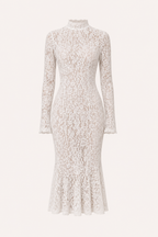 Vestido midi encaje mujer cuello alto manga larga floral – Samara