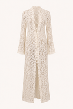 Vestido largo encaje mujer escote cruzado manga larga – Anneliese