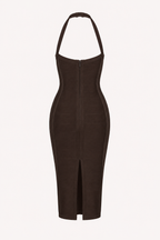 Vestido bandage midi mujer cuello halter copas marcadas – Erika
