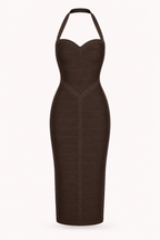Vestido bandage midi mujer cuello halter copas marcadas – Erika