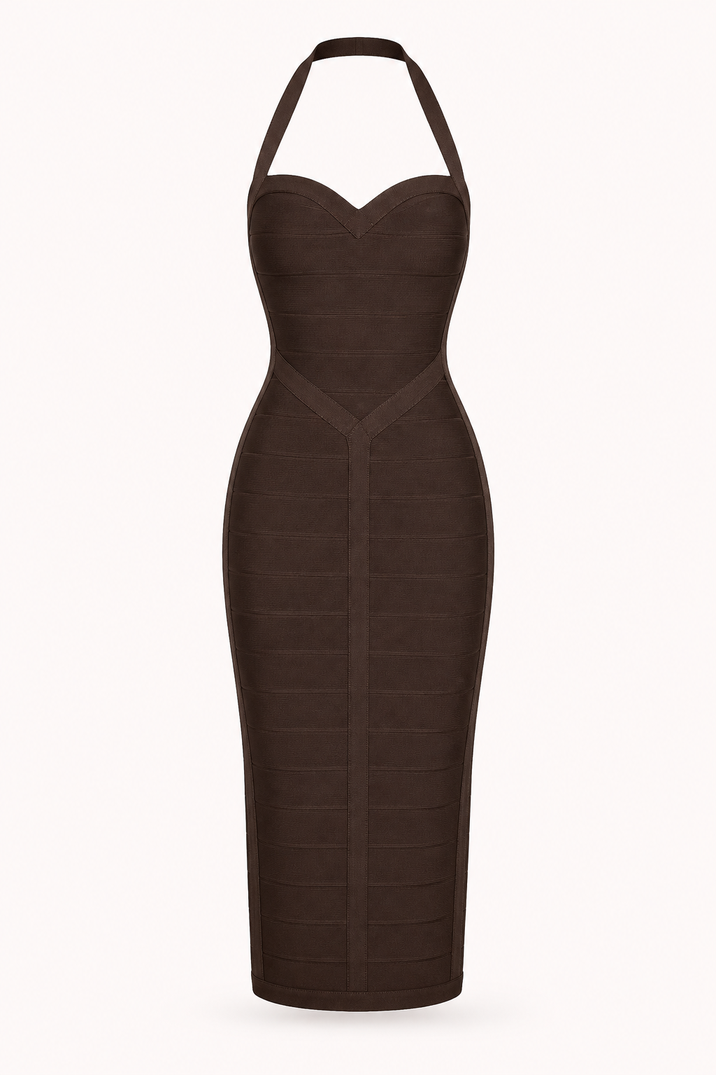 Vestido bandage midi mujer cuello halter copas marcadas – Erika