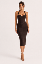 Vestido bandage midi mujer cuello halter copas marcadas – Erika