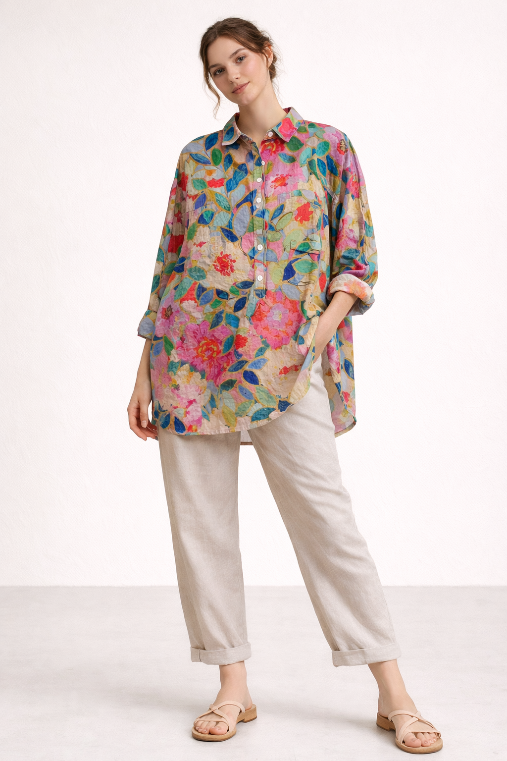 Blusa mujer manga larga estampado casual verano - Gerlinde
