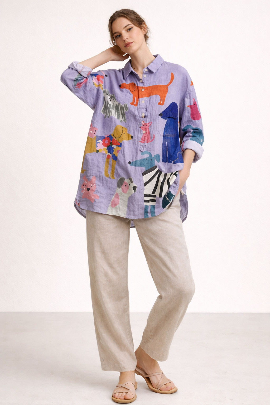 Blusa mujer manga larga estampado casual verano - Gerlinde