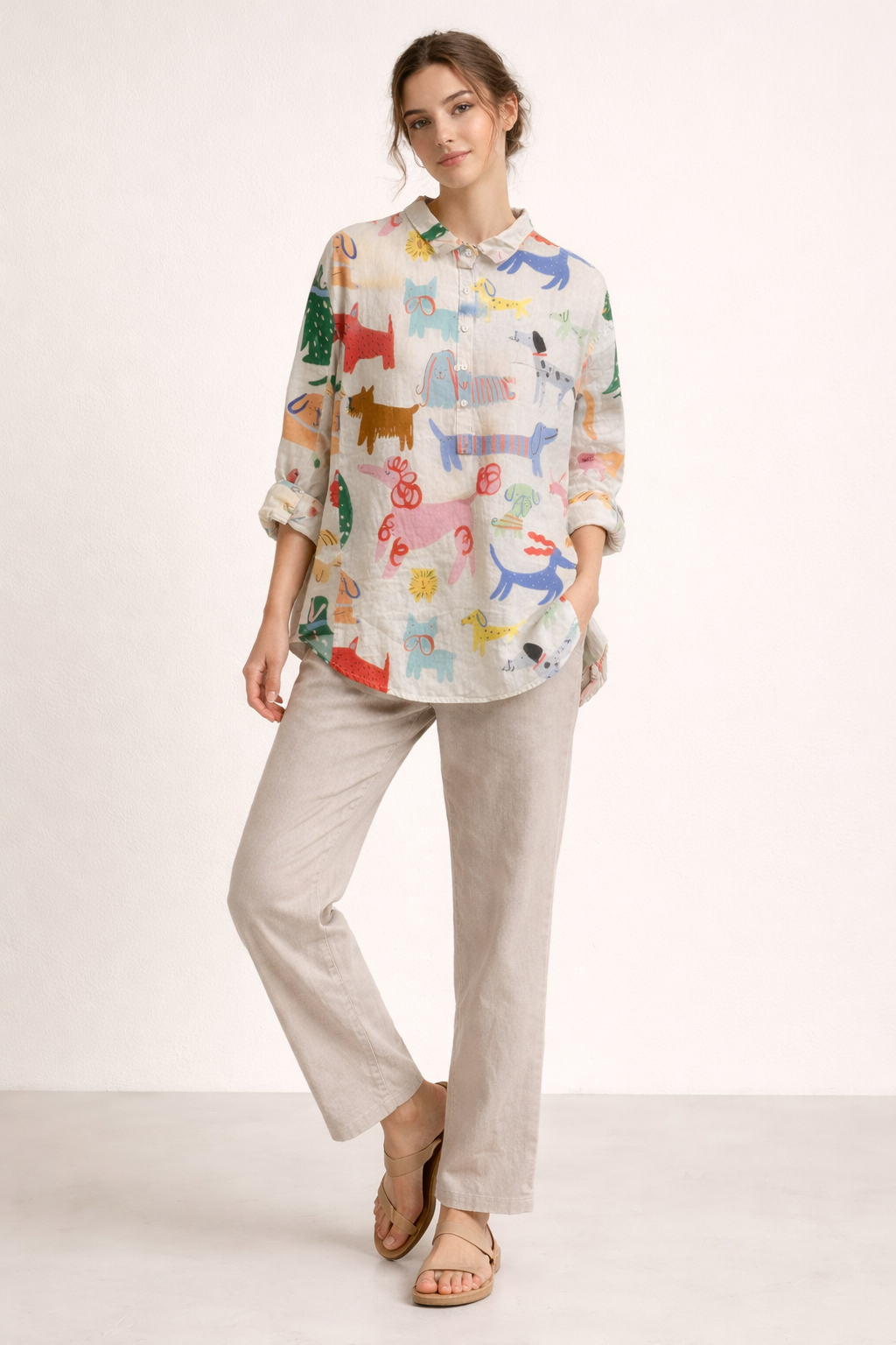 Blusa mujer manga larga estampado casual verano - Gerlinde