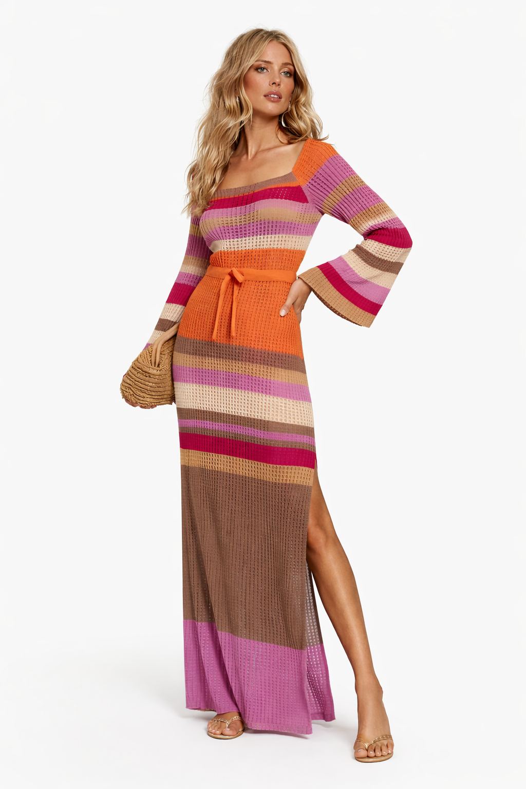 Vestido de punto para mujer escote recto abierto - Sophie