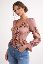 Blusa para mujer estampada floral con volantes - Lily