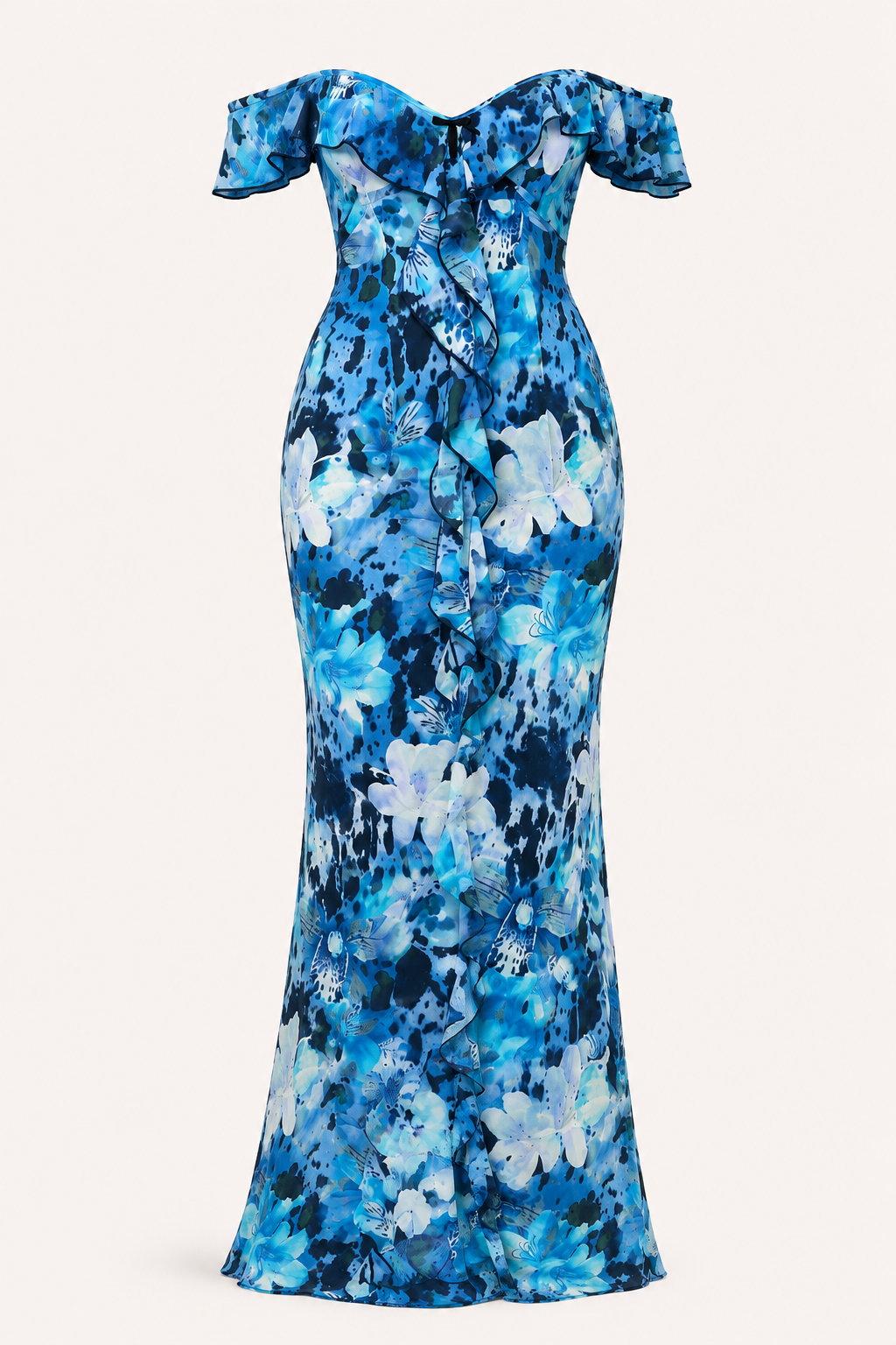 Vestido largo floral mujer hombros descubiertos escote corazón – Käthe
