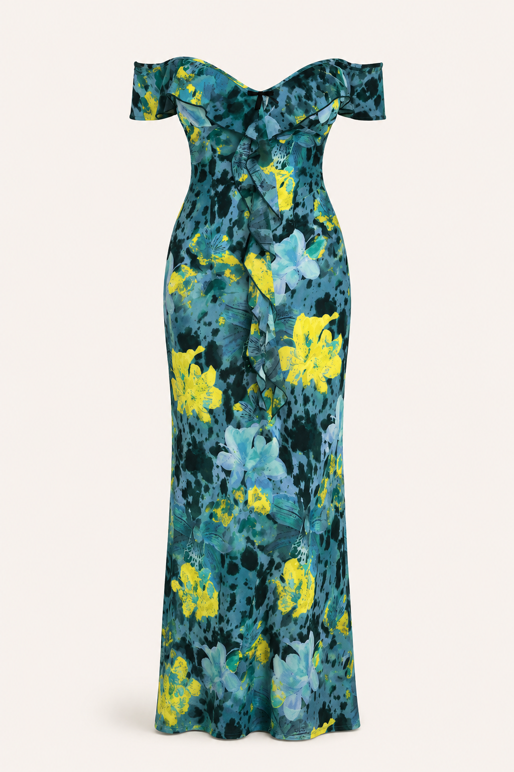 Vestido largo floral mujer hombros descubiertos escote corazón – Käthe