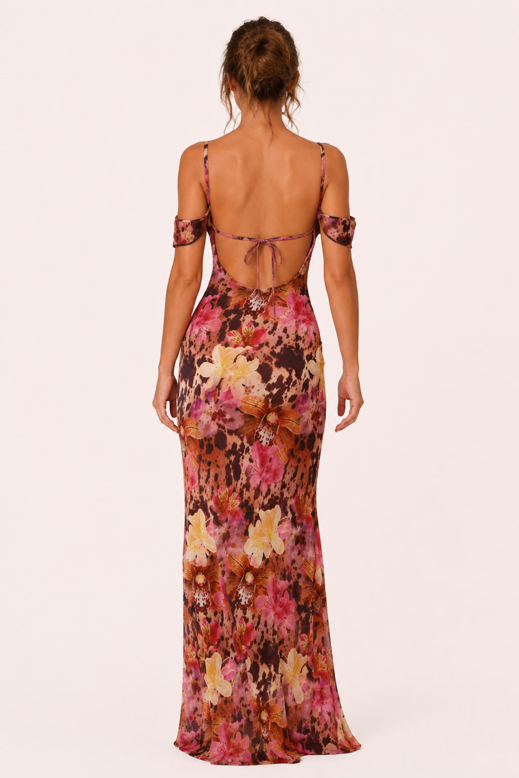 Vestido largo floral mujer hombros descubiertos escote corazón – Käthe