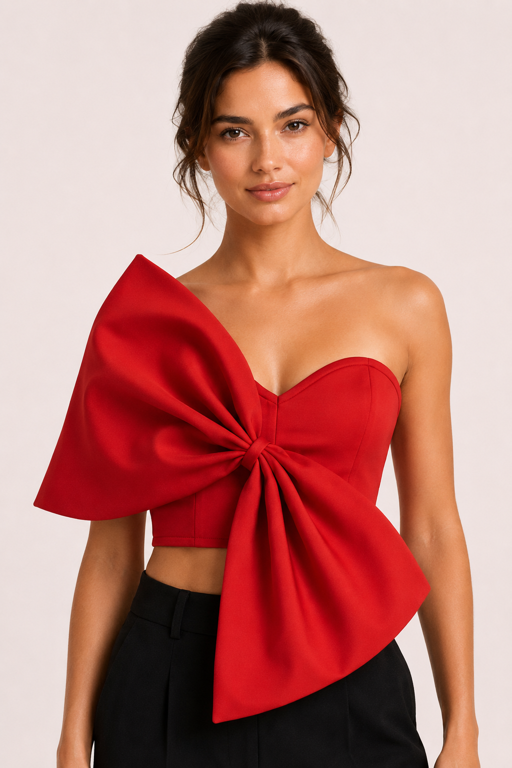 Top corto mujer escote palabra de honor moño frontal – Hannelore