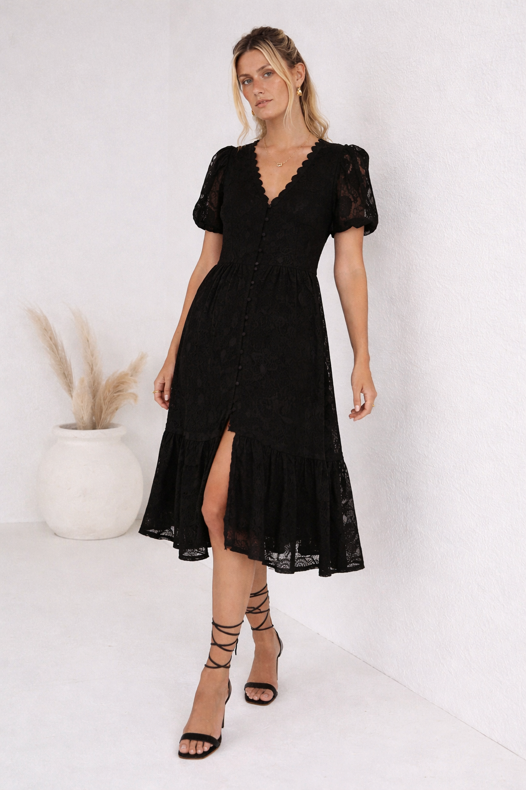 Vestido de encaje escote en V para mujer - Valen