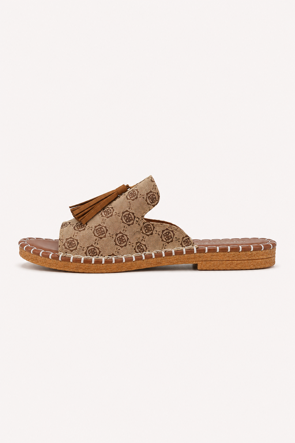 Sandalias planas mujer estampadas slide borlas frontales – Meike