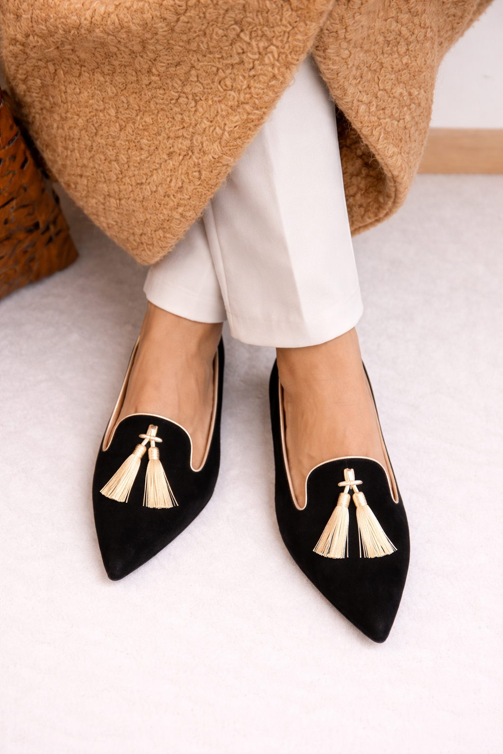 Mocasines de mujer con borlas elegantes y punta fina - Éléonore
