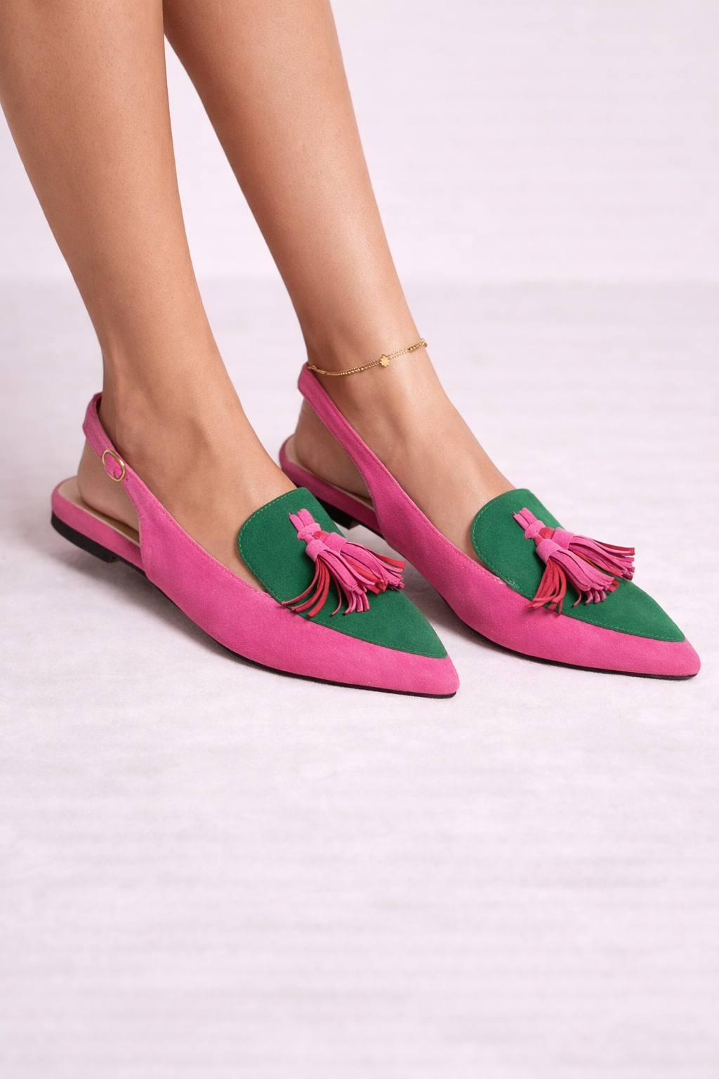 Zapatos planos de mujer con talón abierto y borla decorativa - Amaya