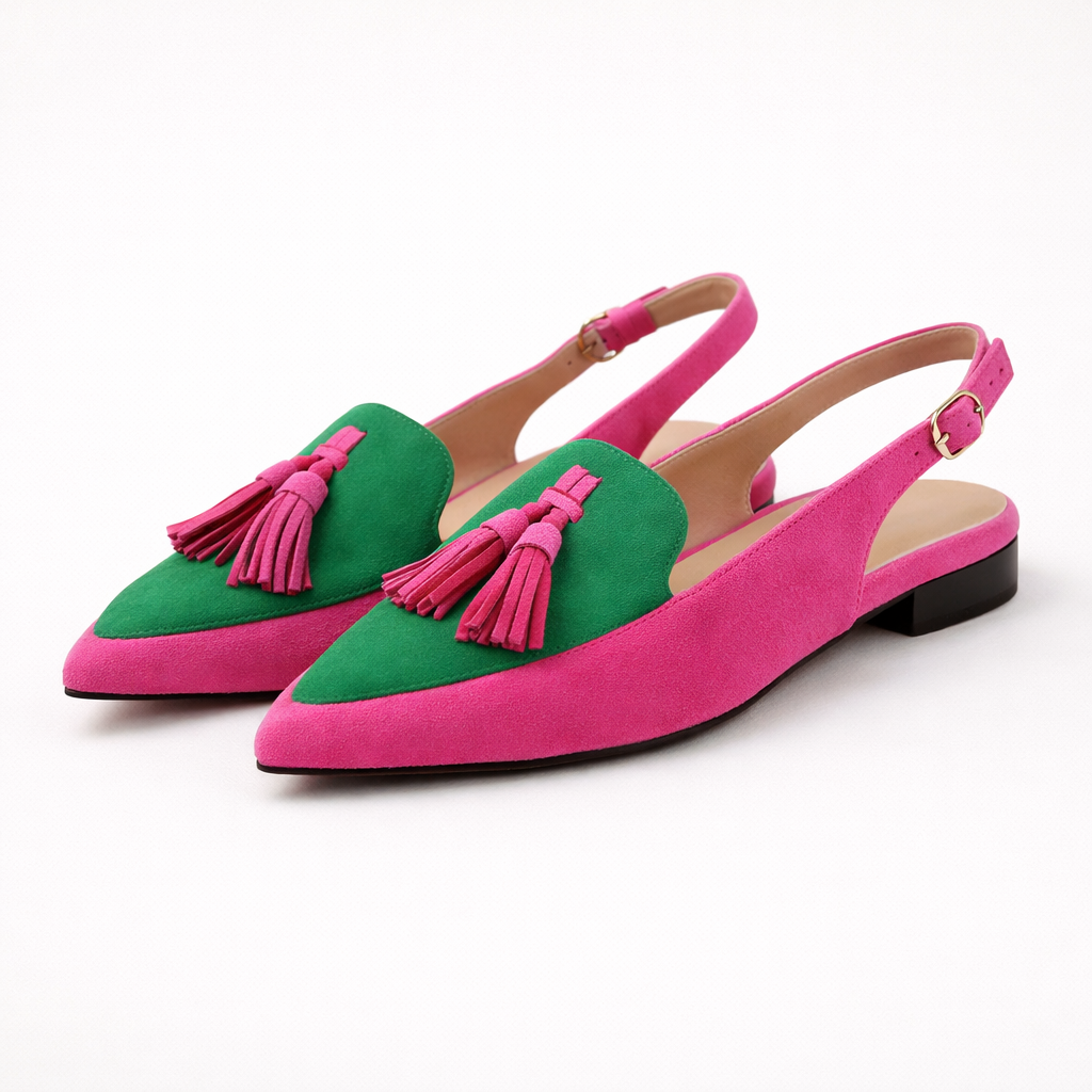 Zapatos planos de mujer con talón abierto y borla decorativa - Amaya