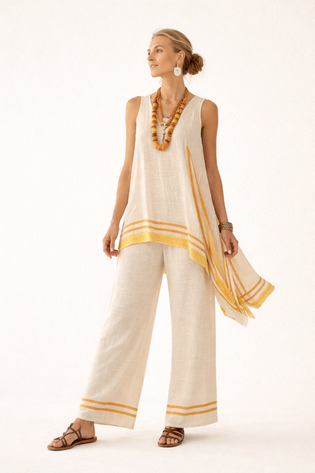 Conjunto de blusa y pantalón amplio casual para mujer - Ylva