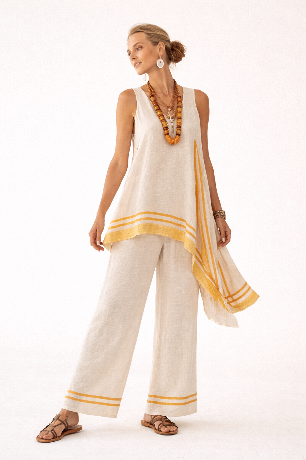 Conjunto de blusa y pantalón amplio casual para mujer - Ylva