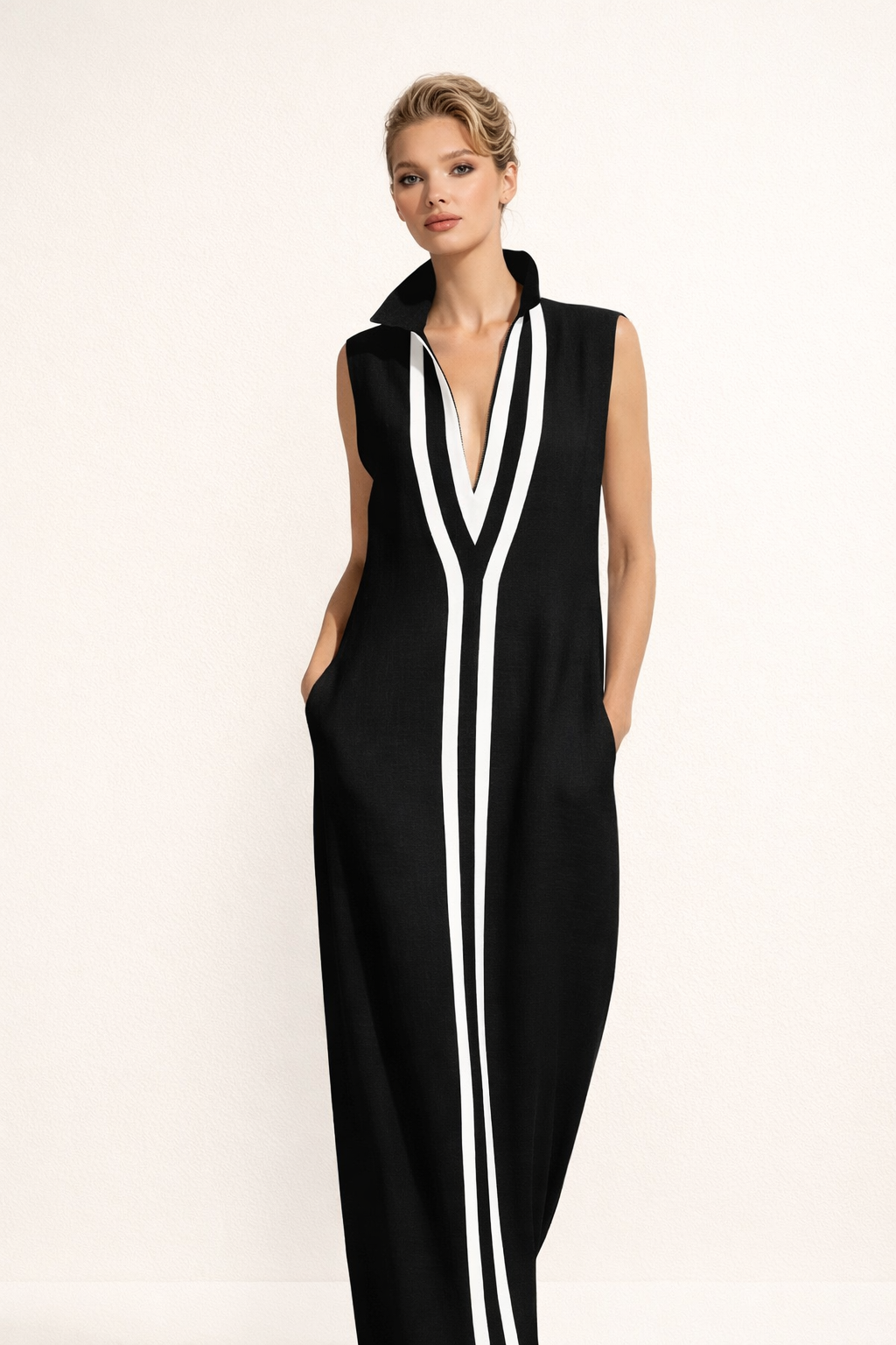 Vestido largo para mujer con escote en V - Sigrid