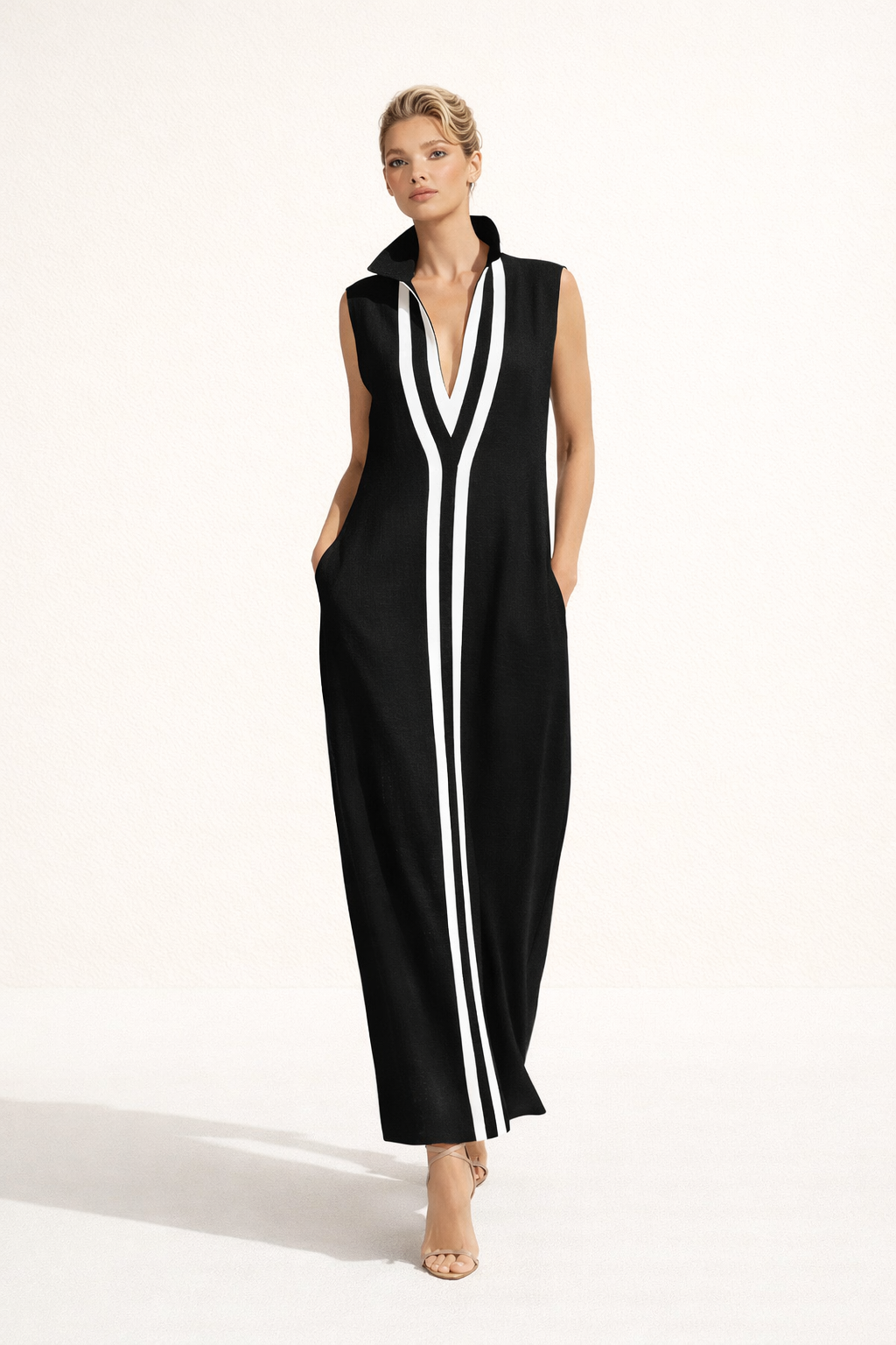 Vestido largo para mujer con escote en V - Sigrid