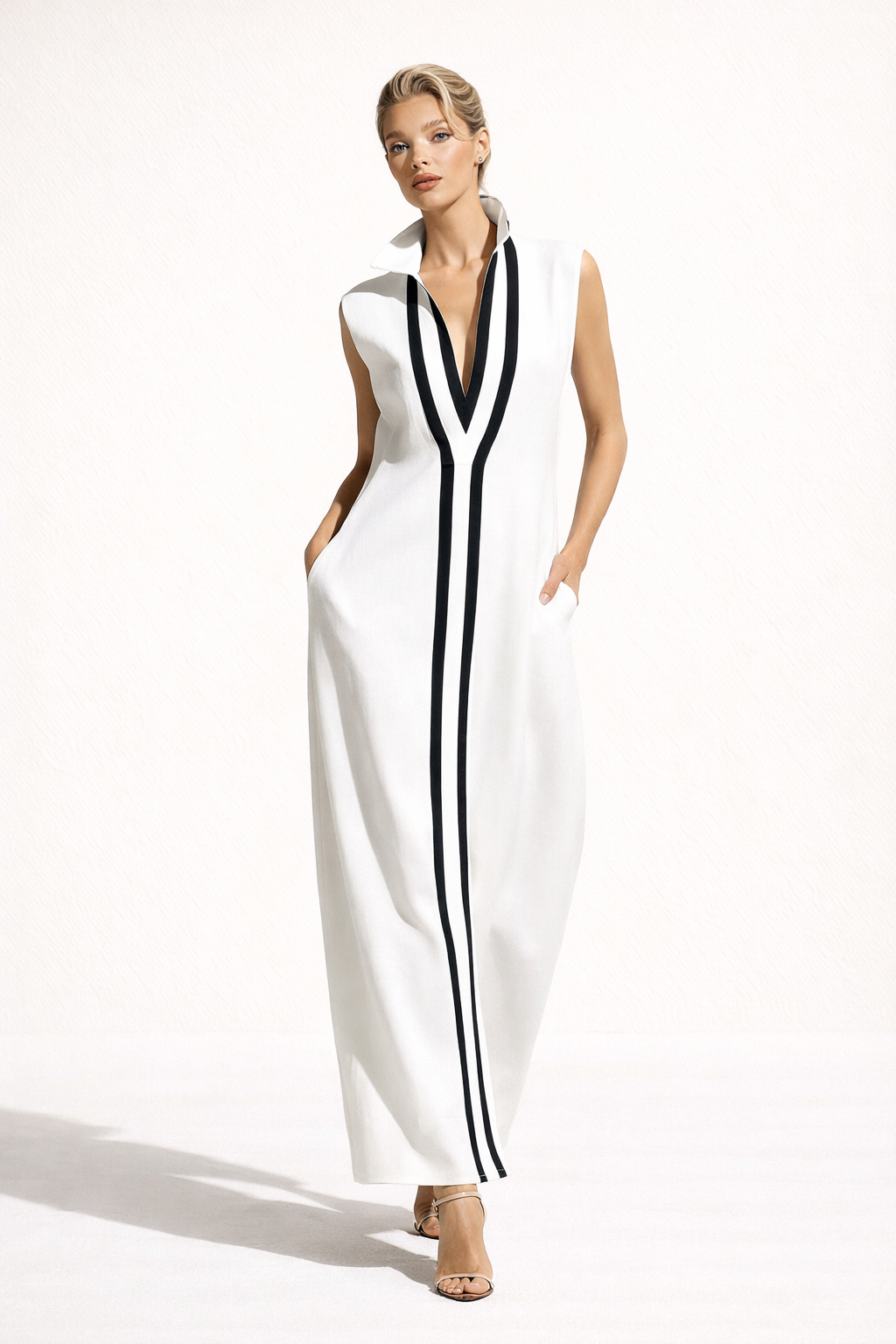 Vestido largo para mujer con escote en V - Sigrid