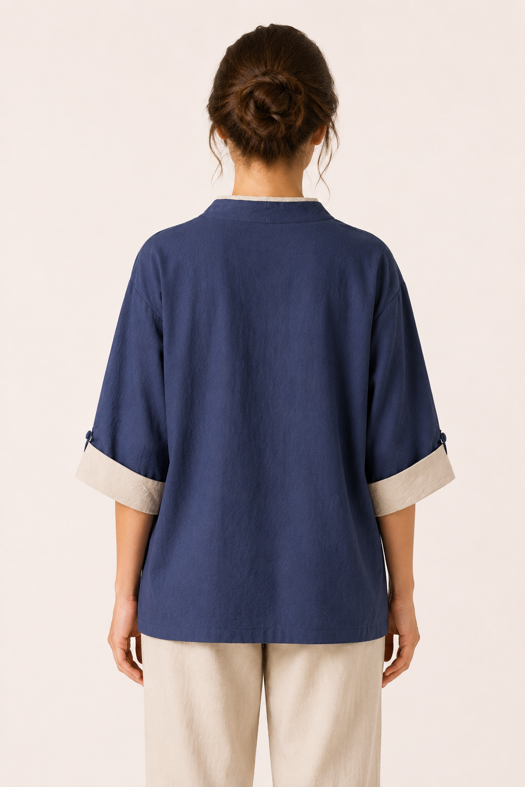 Blusa kimono mujer cruzada manga ancha ribete contraste – Frida