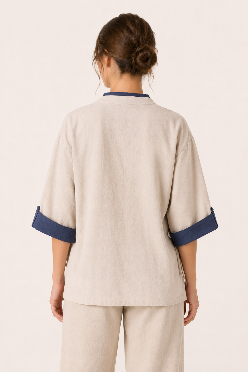Blusa kimono mujer cruzada manga ancha ribete contraste – Frida