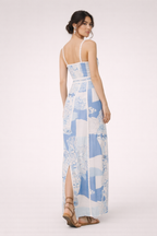 Vestido maxi estampado con encaje y tirantes para mujer - Isabella
