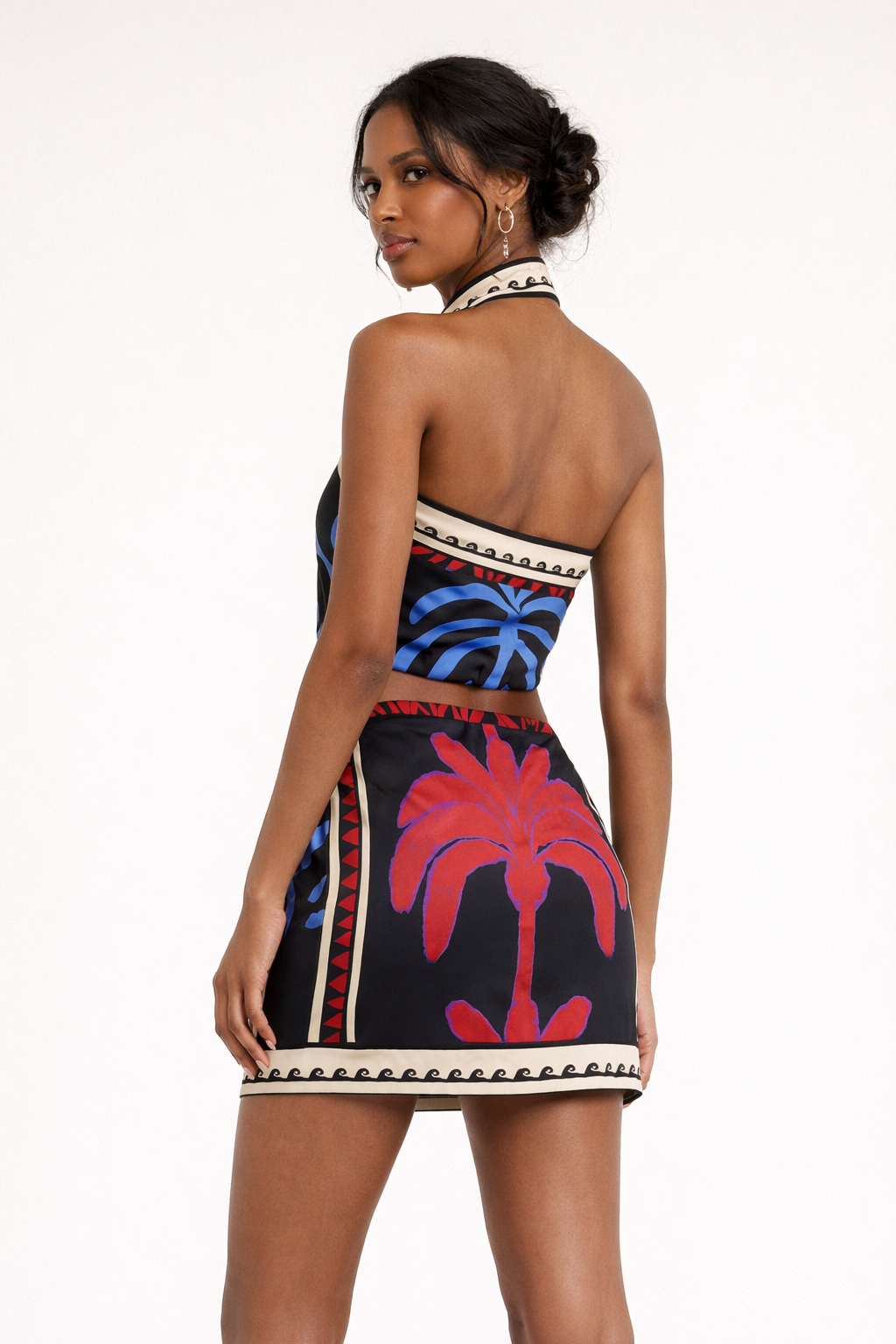 Vestido mini halter estampado bohemio para mujer - Alba