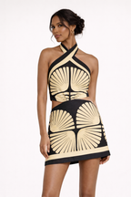 Vestido mini halter estampado bohemio para mujer - Alba