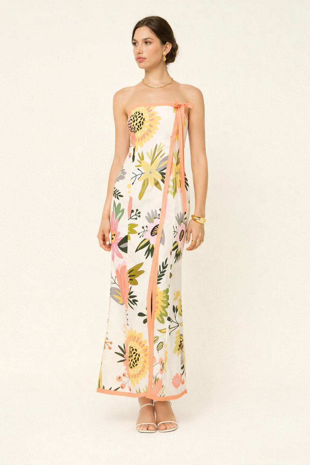 Vestido maxi estampado con abertura lateral para mujer - Camila