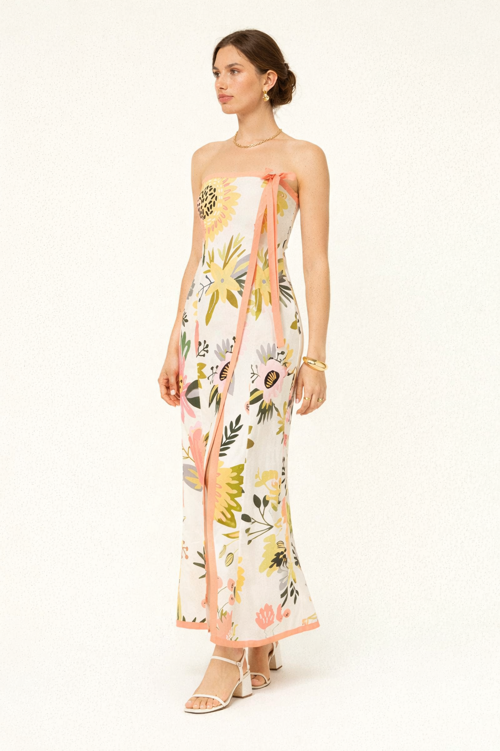 Vestido maxi estampado con abertura lateral para mujer - Camila