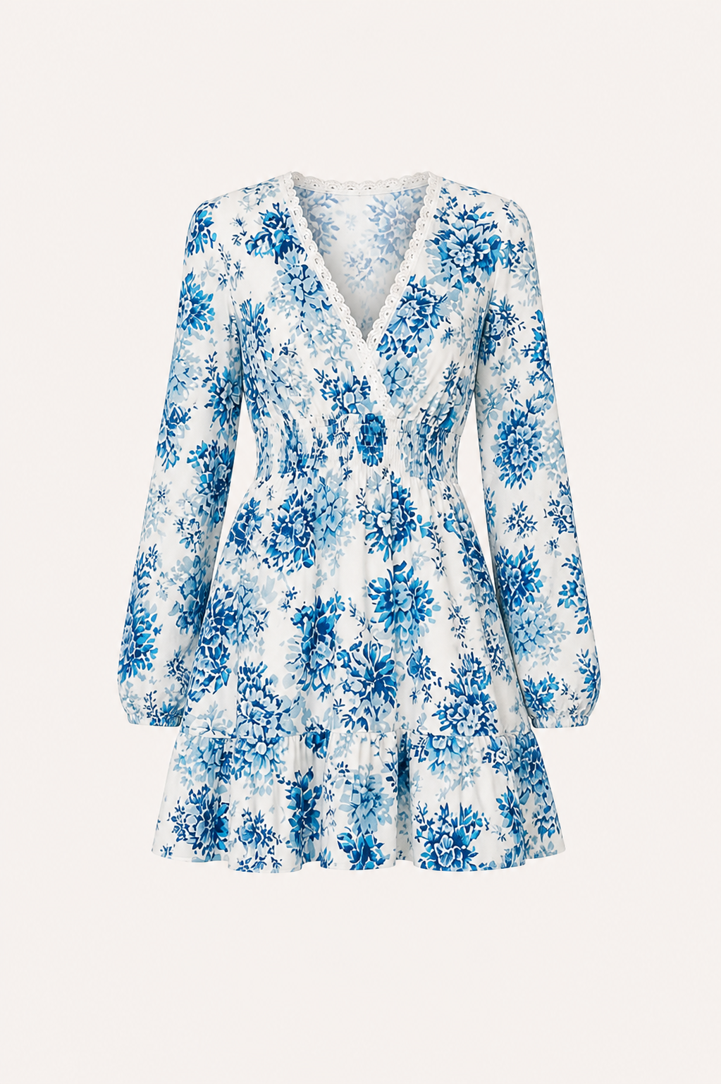 Vestido corto mujer estampado floral escote V - Claudia