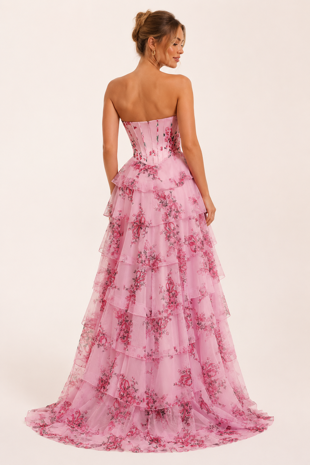 Vestido largo mujer floral cuerpo corset tirantes finos – Elira