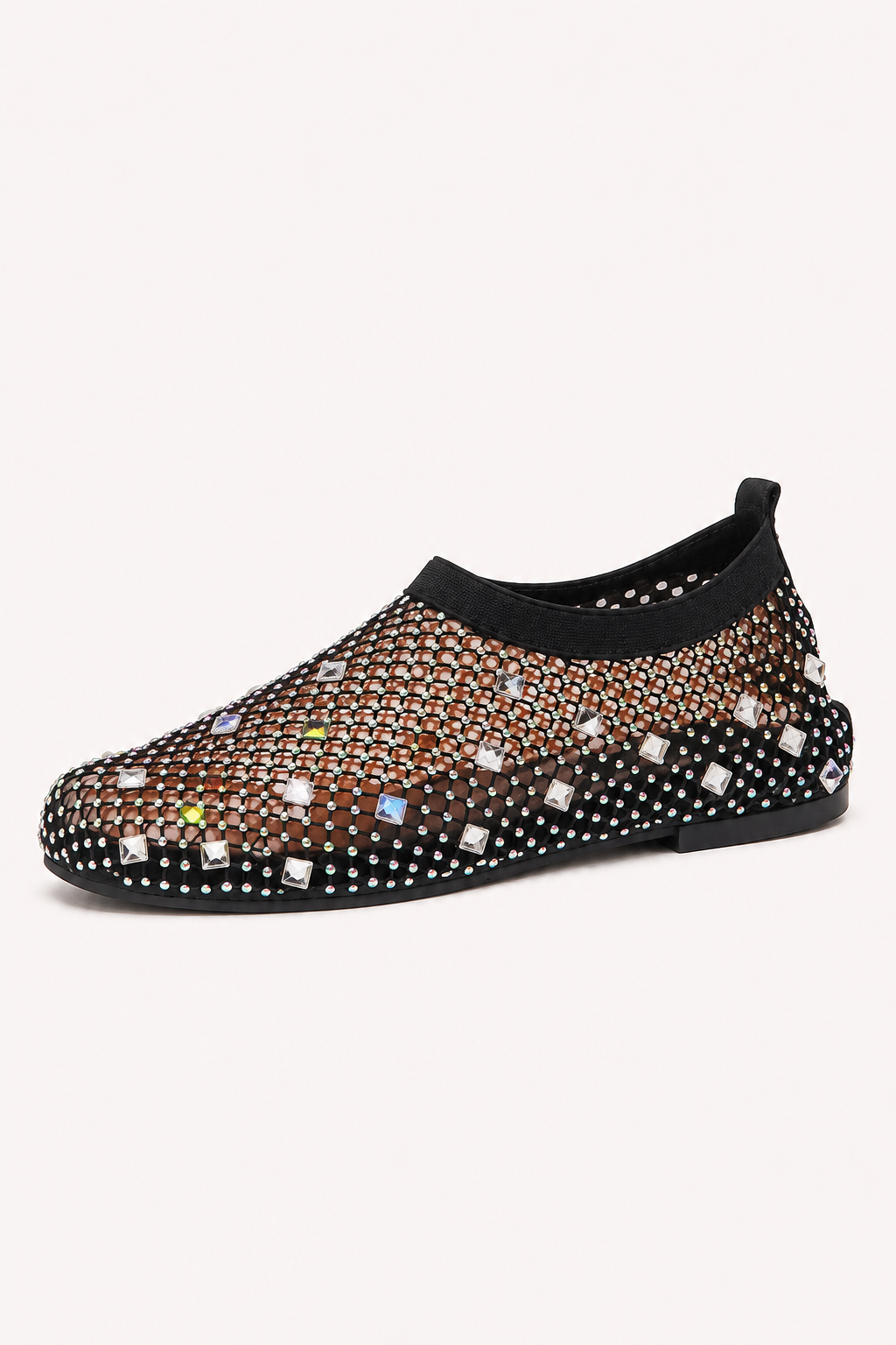 Zapatos planos mujer malla transparente pedrería punta redonda – Silja