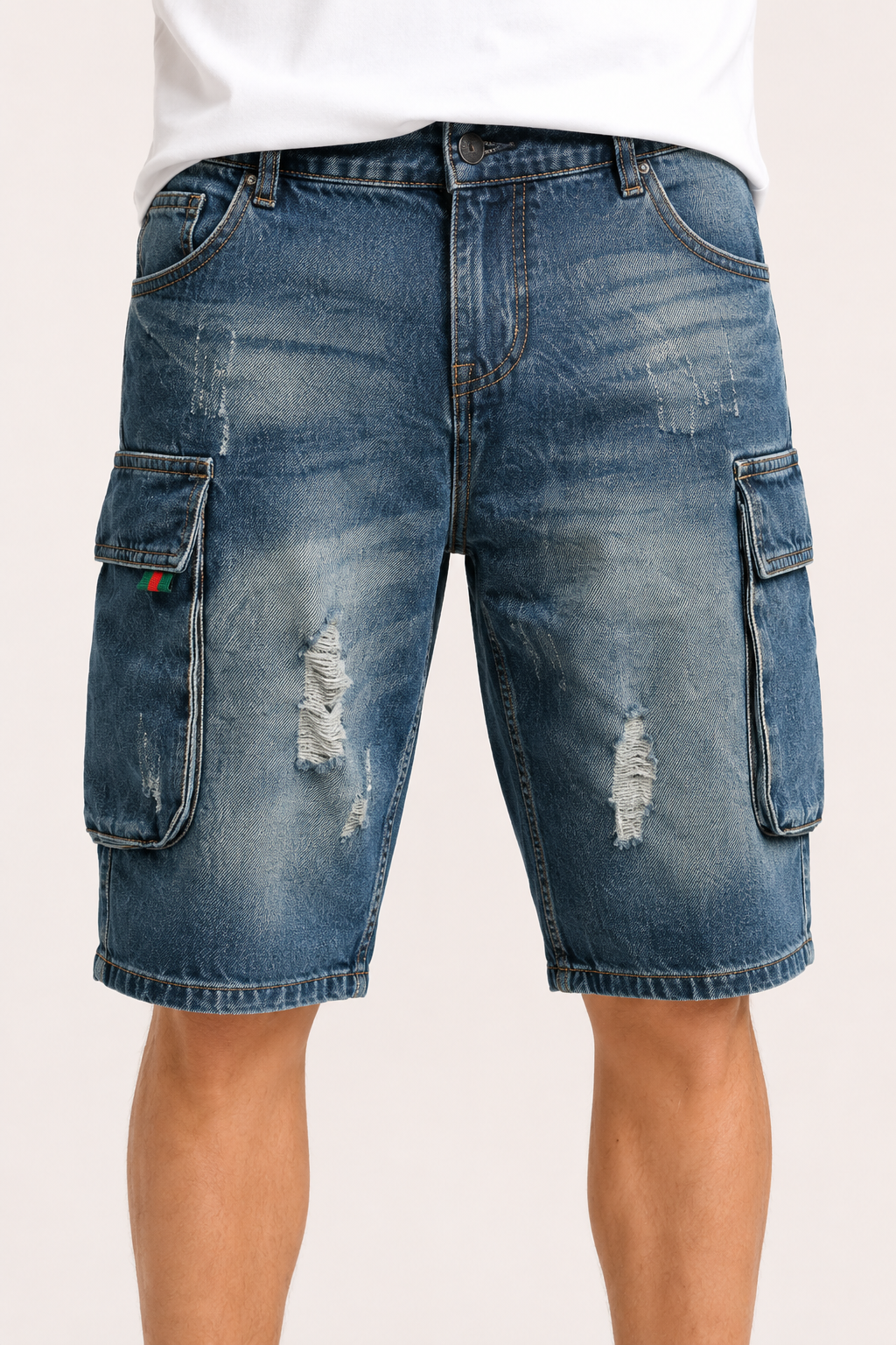 Pantalón corto vaquero hombre cargo bolsillos rotos – Dietmar