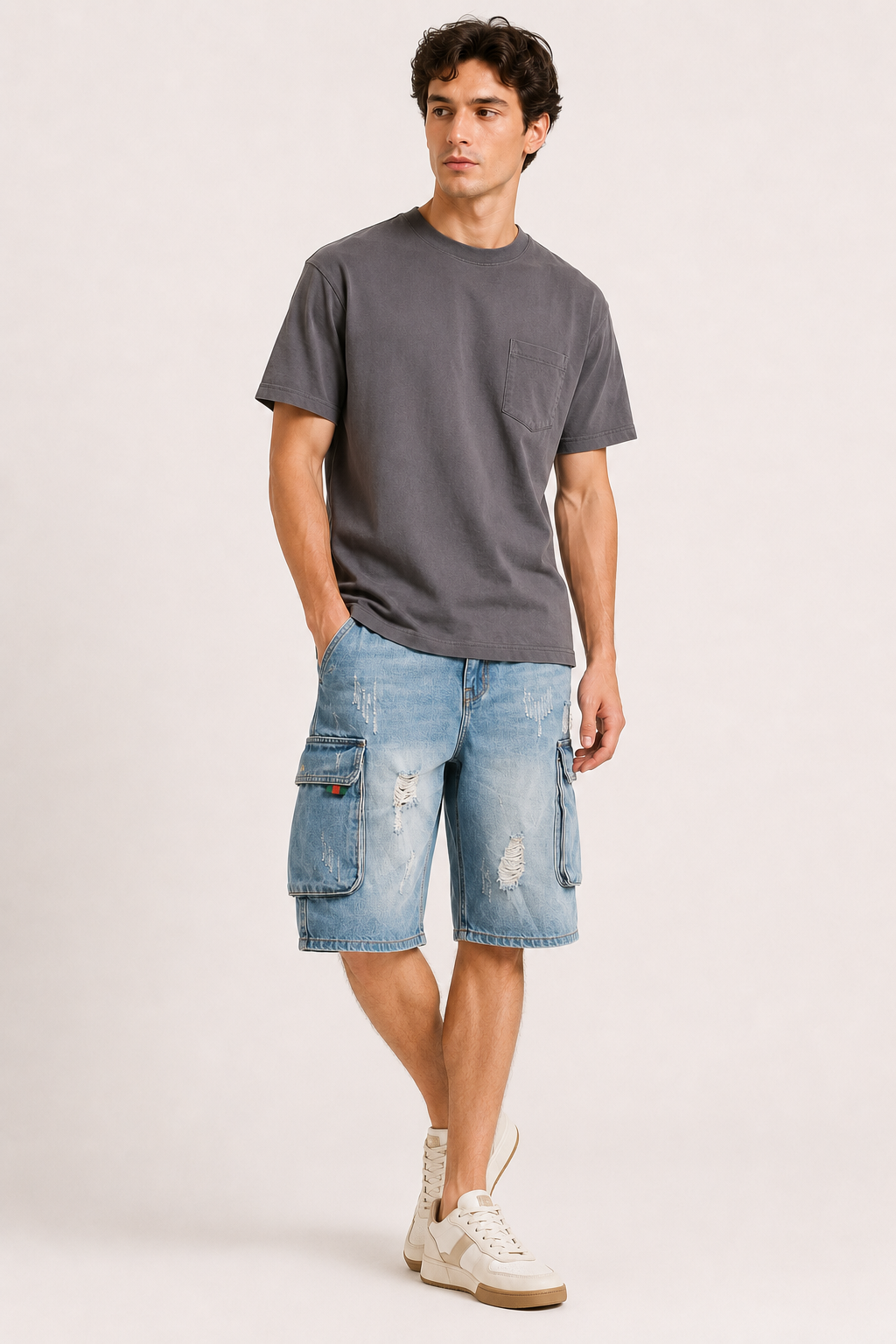 Pantalón corto vaquero hombre cargo bolsillos rotos – Dietmar
