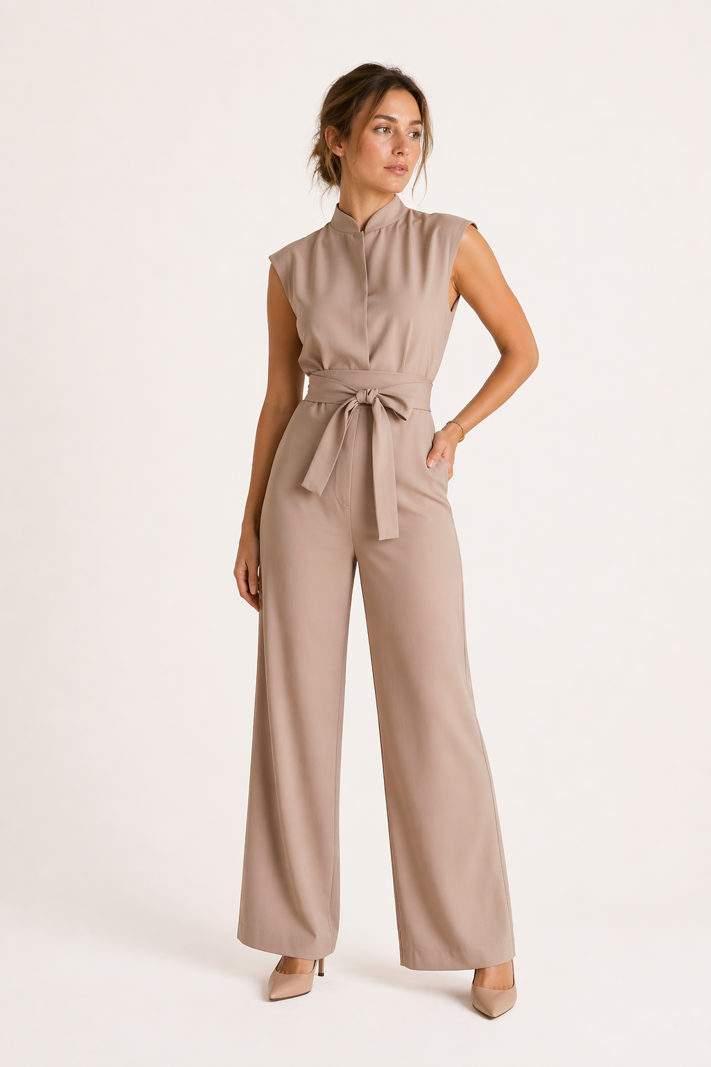 Mono elegante mujer cinturón pierna ancha - Marta