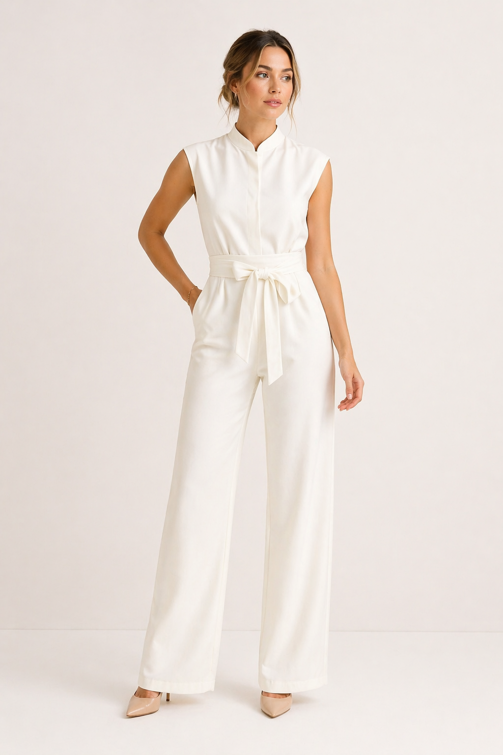 Mono elegante mujer cinturón pierna ancha - Marta