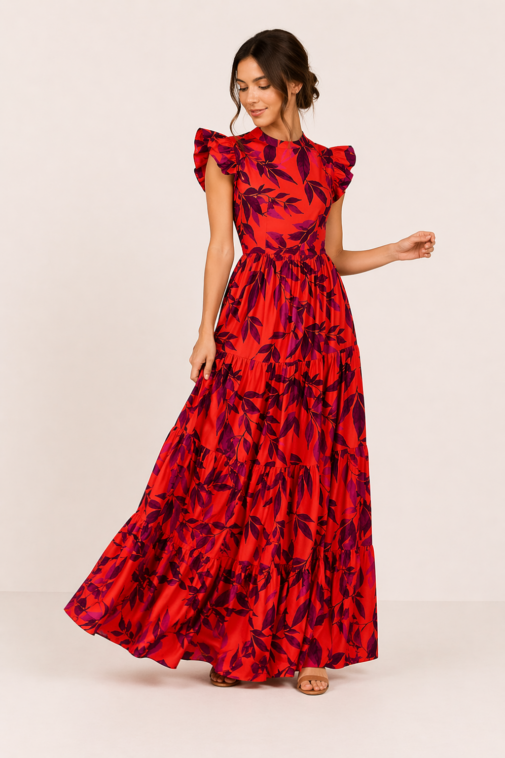 Vestido largo floral manga corta mujer verano - Camila
